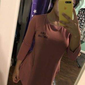 soft pink tee with text
